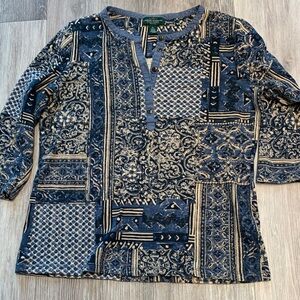 Vintage Lauren Ralph Lauren Petite Patchwork Print Top 🤍